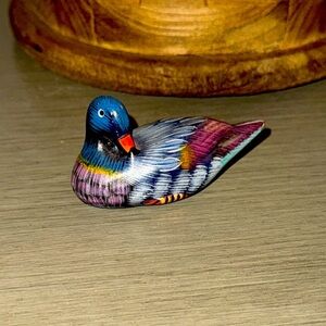 VTG Handcrafted Wooden Duck/Bird Figurine - Multicolored Trinket Home Decor